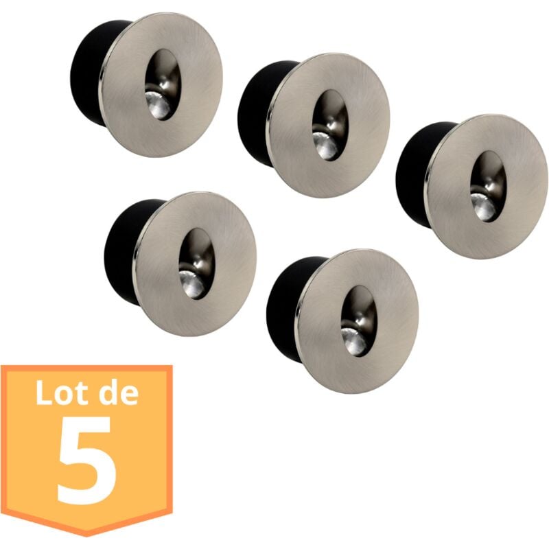 Lot de 5 Spots led muraux rond mat chrome 3W 4000K