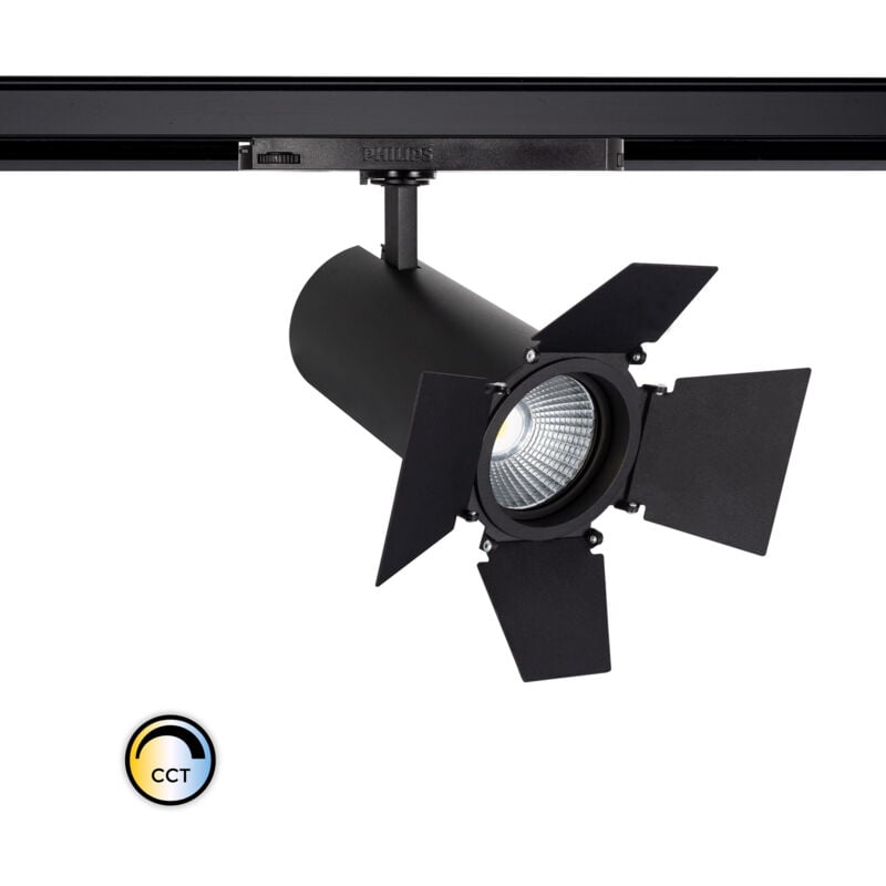 Spot led sur Rail Triphasé 40W d'Angelo cct Xitanium Cinema Noir Sélectionnable (chaud-neutre-froid)