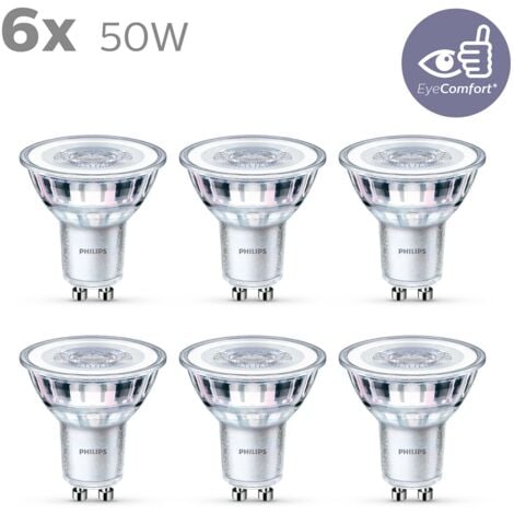 Spot LED Philips GU10 4,6W 6 pièces - Argent