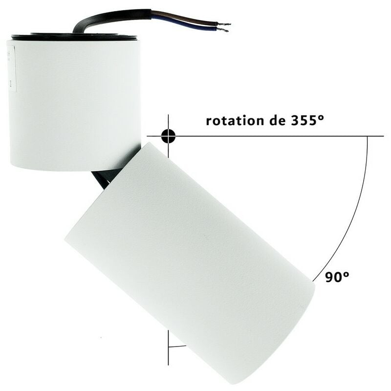 Spot led Plafonnier Moderne Applique 12W CRI90 Vertical Horizontal Rotation, ø60mm 4000K Blanc Neutre Digilamp