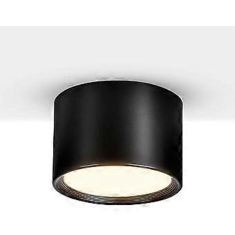 Spot LED plafonnier noir blanc chaud 3000K 12W pour salon, salle à manger, cuisine, couloir, chambre, 140 mm [Classe énergétique E]