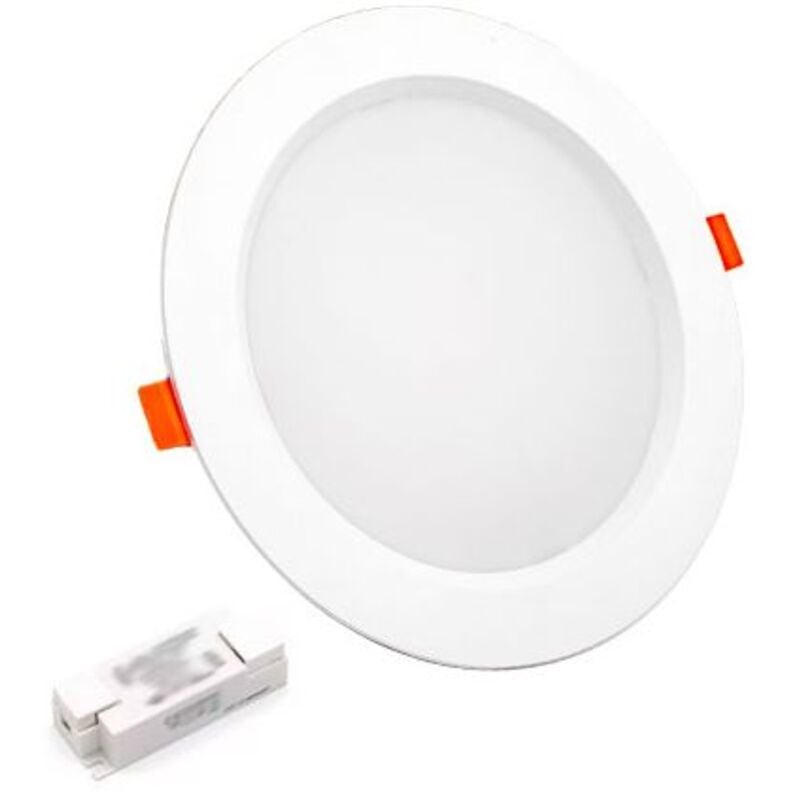 Spot led Encastrable Plat D195 26W IP44 Avec Transfo - 110° - Blanc chaud - 3000K