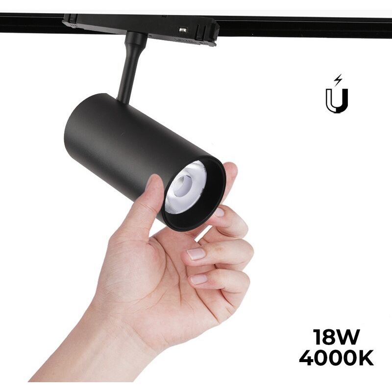 Spot led sur rail magnétique 48V - 18W - Noir - Blanc Neutre Spot led sur rail magnétique 48V - 18W - Noir - Blanc Neutre