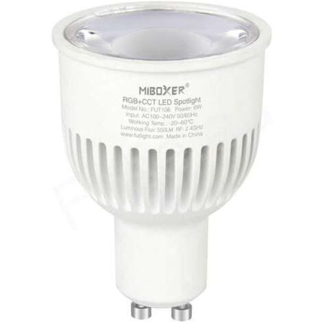 Spot LED RGB+CCT GU10 6W pilotable avec télécommande RF Mi-Light 106
