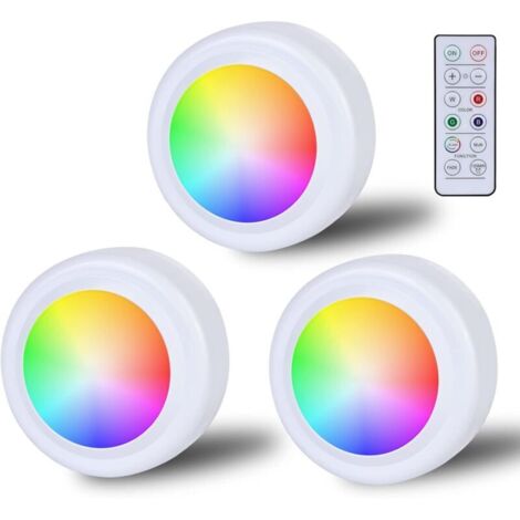 Spot LED RVB à piles avec télécommande, 16 changements de couleur, éclairage d'armoire, éclairage de vitrine sans fil, lampe tactile LED, minuteur et fonction mémoire