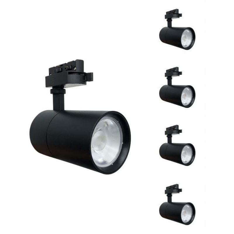Silamp - Spot led sur Rail 30W 80° Compact Monophasé noir (Pack de 5) - b