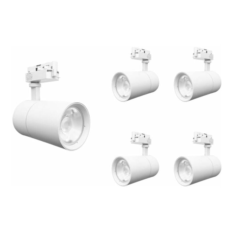 Silamp - Spot led sur Rail 30W 80° Compact Monophasé blanc (Pack de 5) -