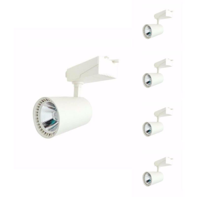Spot led sur Rail 30W 80° Monophasé blanc (Pack de 5) - Blanc Chaud 2300K - 3500K Silamp