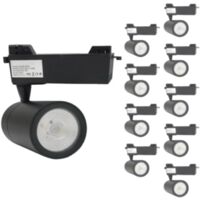 Spot LED sur Rail 30W 80 Monophasé NOIR (Pack de 10)