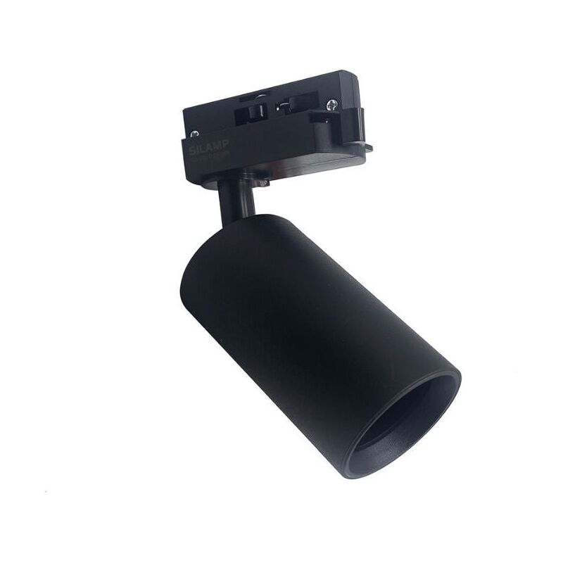 Spot led sur rail 80° Monophasé noir pour ampoule GU10 Silamp Spot led sur rail 80° Monophasé noir pour ampoule GU10 Silamp