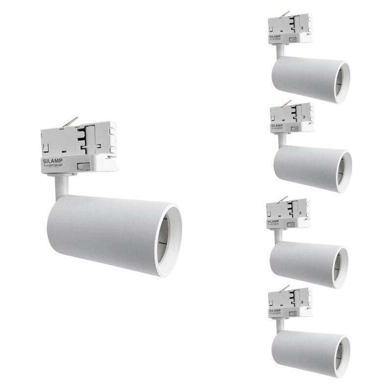 Silamp - Spot led sur Rail 80° Triphasé blanc pour Ampoule GU10 (Pack de