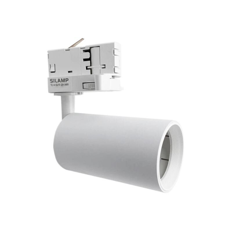 Silamp – Spot LED sur rail 80° blanc pour ampoule GU10 – Pivote jusqu'à 300° – Métal élégant – Éclairage directionnel précis