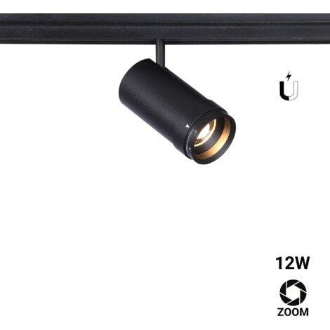 Spot LED sur rail magnétique avec Zoom 10°-55º - 48V - 12W - Blanc Chaud