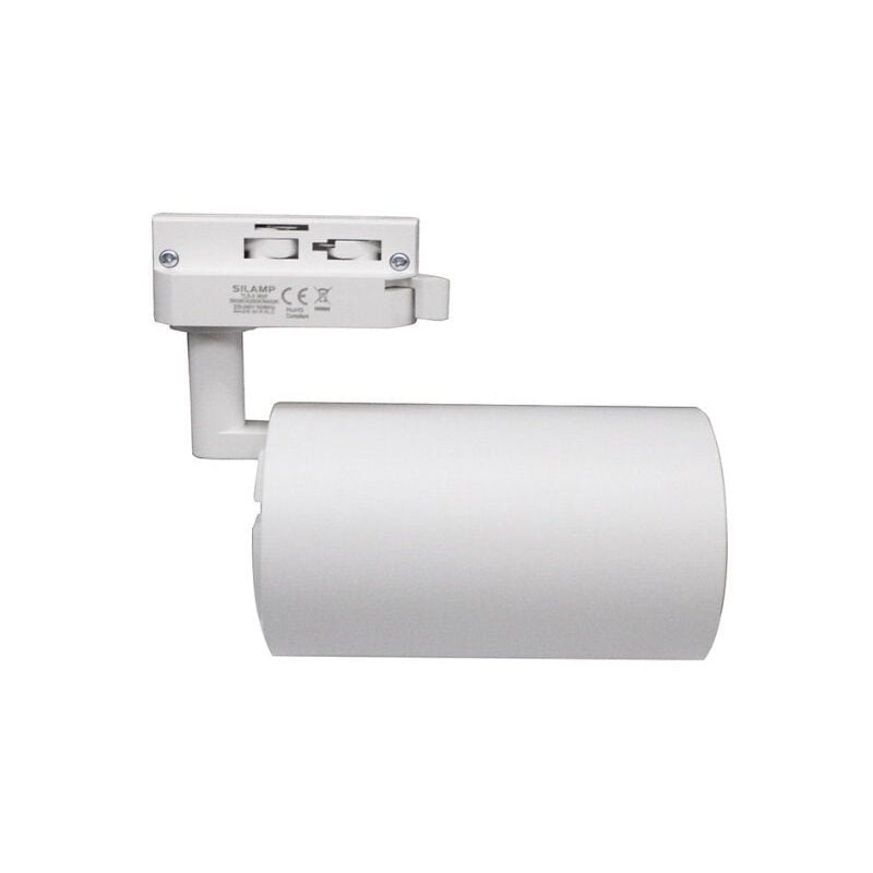 Silamp - Spot led sur Rail Monophasé cct 30W 60° Blanc - 3000K/4000K/6500