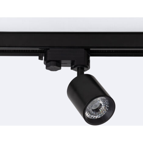 Spot LED sur Rail Triphasé 10W Dimmable Mallet Noir 3000K Blanc chaud