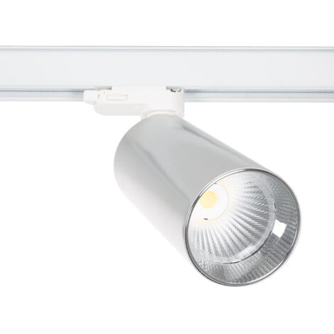 Spot LED sur Rail Triphasé 30W CCT Sélectionnable Misoh (2700K - 4000K - 6000K) 38º Blanc - Argent CCT
