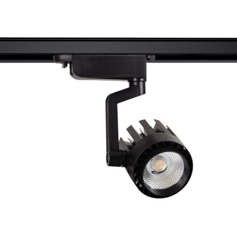 Spot LED sur Rail Triphasé 30W Dora Noir 3000K Blanc chaud