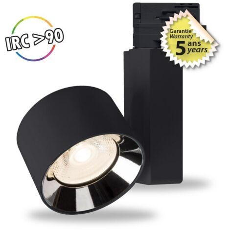 Spot LED WHAO sur rail - 40W Miidex Lighting®  blanc-neutre-4000k - noir