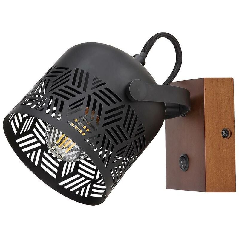 Spot leggero in metallo rosso/legno Walnut E14 1x