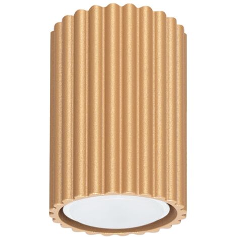 Spot Leuchte Decke Aluminium GU10 D: 6,5 cm rund Aufputz in Gold Modern Lampe Deckenspot