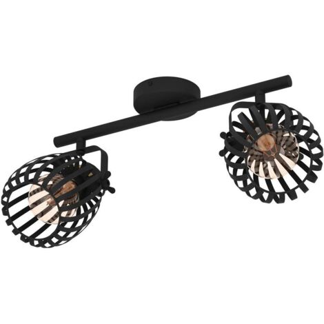Spot Light Girona acciaio nero, spazzola in ottone E27 2x40w L: 44 cm B: 19 cm H: 15 cm Dimmabile