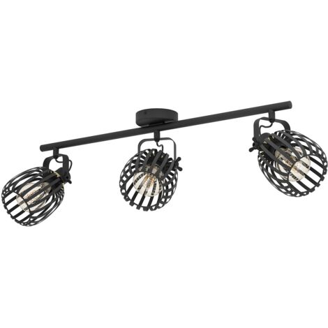 Spot Light Girona acciaio nero, spazzola in ottone E27 3x40w L: 77,5 cm B: 19 cm H: 15 cm Dimmabile