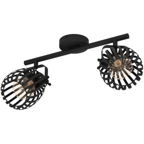Spot Light Girona Steel Black, Brass Brush E27 2x40W L: 44 cm B: 19cm H: 15cm Dimmable