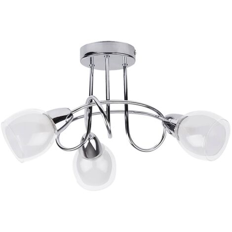 Spot light sistema ferroviario Dave vetro metallo cromato Ø41cm H: 23cm