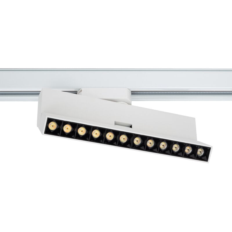 Spot Linéaire led sur Rail Monophasé 12W cct Dimmable Elegant Optic Blanc (3000K - 4000K - 5000K) Sélectionnable
