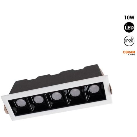 Spot linéaire LED encastré 10W - Puce OSRAM - UGR18 - IRC90 - Blanc Neutre - Blanc