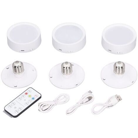 Spot lumineux LED, 3 pièces, 4 couleurs, intensité variable, fonctionne avec piles, lampe poussoir avec télécommande à Base E26