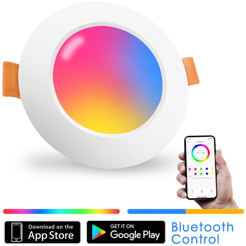 Spot lumineux LED coloré encastrable pour le plafond, éclairage d'intérieur intelligent et rond, rvb, lumière à intensité réglable