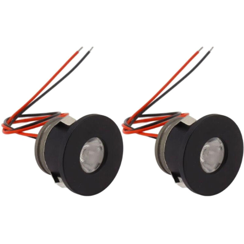 Spot lumineux LED recessé mini 1W 80LM 2 unités aluminium pour dressing étude voiture