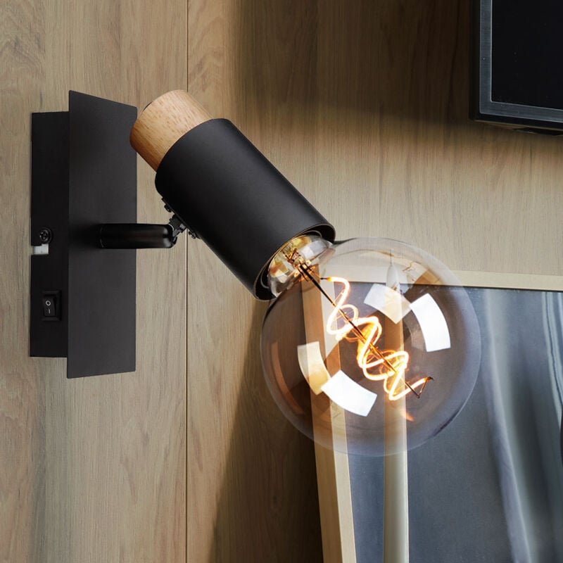 Applique spot lumière chambre lumière cage d'escalier métal noir mat