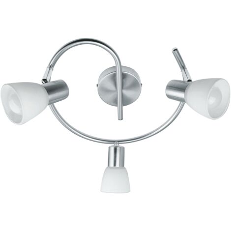 Spot MITO in metallo nichel con tre diffusori orientabili in vetro