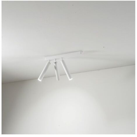 Spot Moderno Bambù Metallo Bianco 3 Luci Led 10W 3000K
