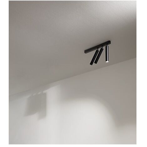 Spot Moderno Bambù Metallo Nero 3 Luci Led 10W 3000K