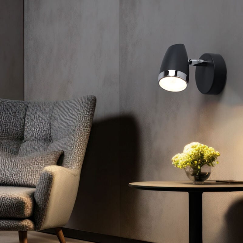 Spot mural mobile led lampe de chambre applique anthracite lampe de salon lampe de lecture, 4W 280lm blanc chaud, LxH 8 x 13,5 cm