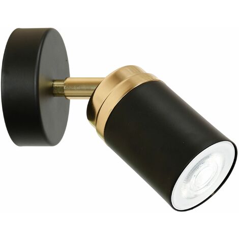 Spot mural noir or GU10 Ø 8 cm métal ajustable Salon moderne