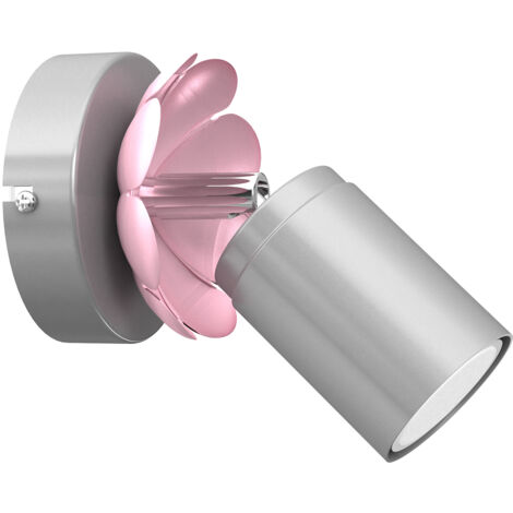Spot mural/plafond orientable argent/rose GU10 Flower