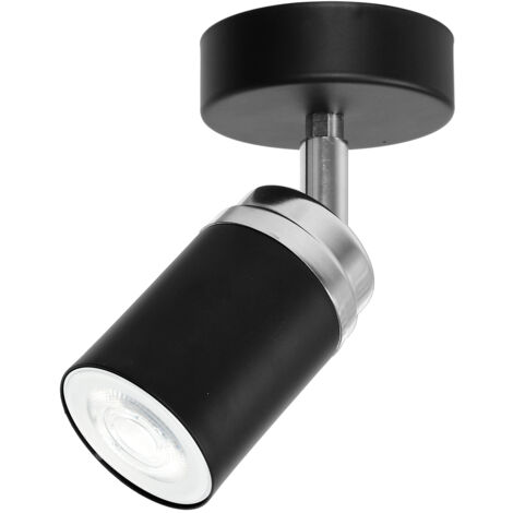 Spot mural/plafond orientable noir/chrome GU10 Reno Luminex
