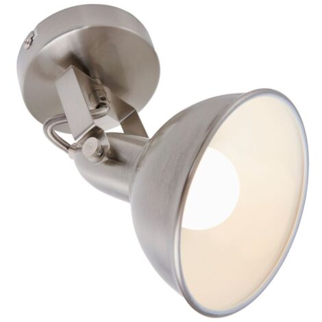 Spot mural rétro pivotant et orientable 1xE14 40 W métal satiné blanc Briloner