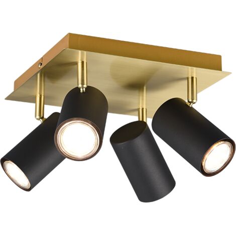 Spot mural Trio MARLEY 4xGU10 noir/laiton orientable