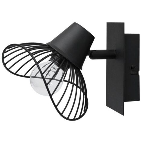 Spot patère, industriel, métal noir E14 max 40 W, SEYNAVE KASTELI