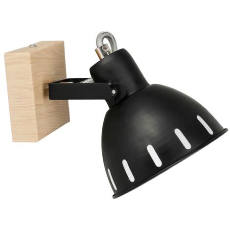 Spot patère orientable 1 abat-jour métal noir