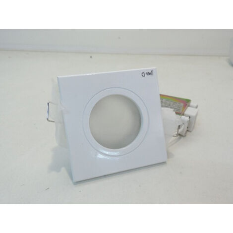 Spot plafond blanc aluminium verre carré 89X89mm pour lampe GU5.3 12V 35W max (non fournie) FGL out MR16 DECLIC 111121
