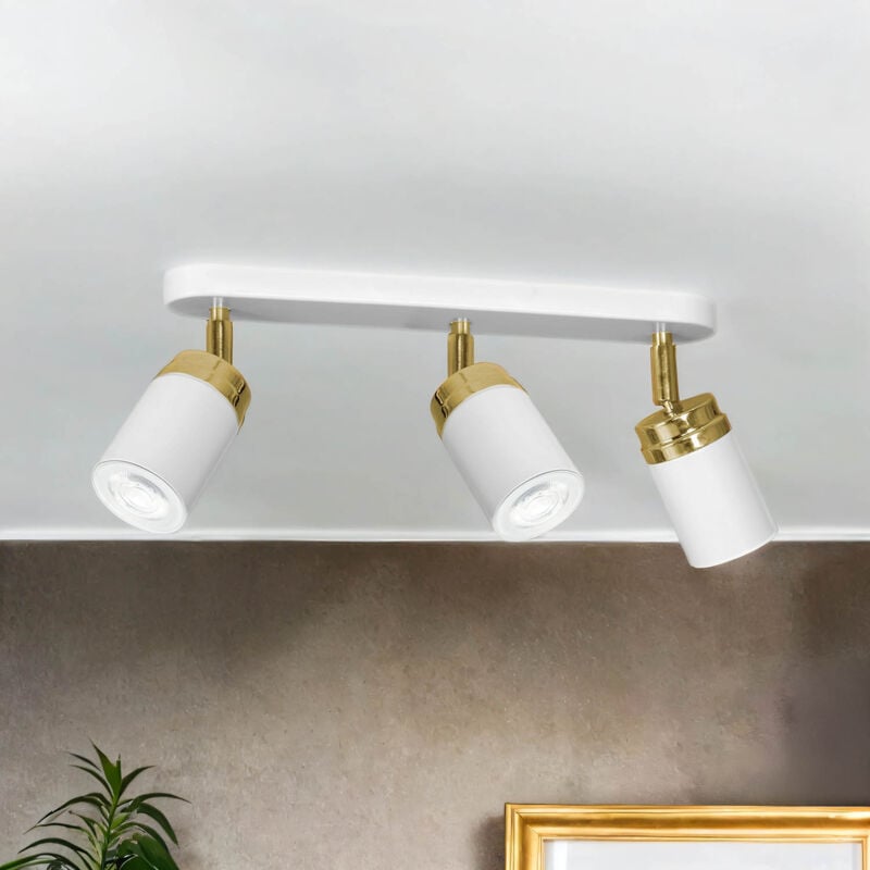 Spot Plafond Blanc Or 3x GU10 Métal evie