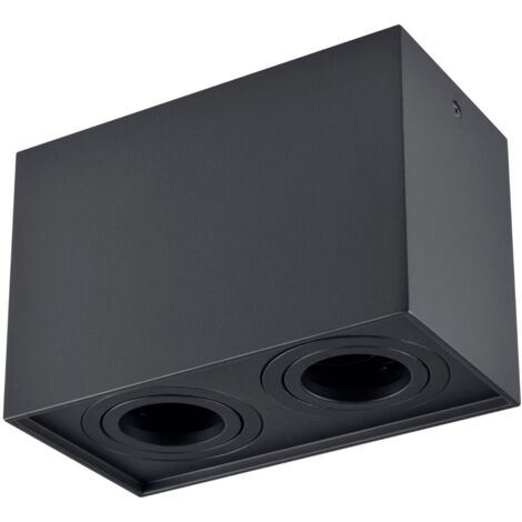 Spot plafond carré noir 2xGU10 Polux Hadar Q2 alu IP20