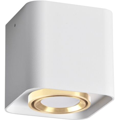 Spot plafond carré orientable blanc/or XENO GU10 Polux