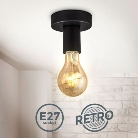 Spot plafond design rétro vintage industriel plafonnier métal noir mat éclairage plafond & mural salon & chambre douille E27 Ø10cm
